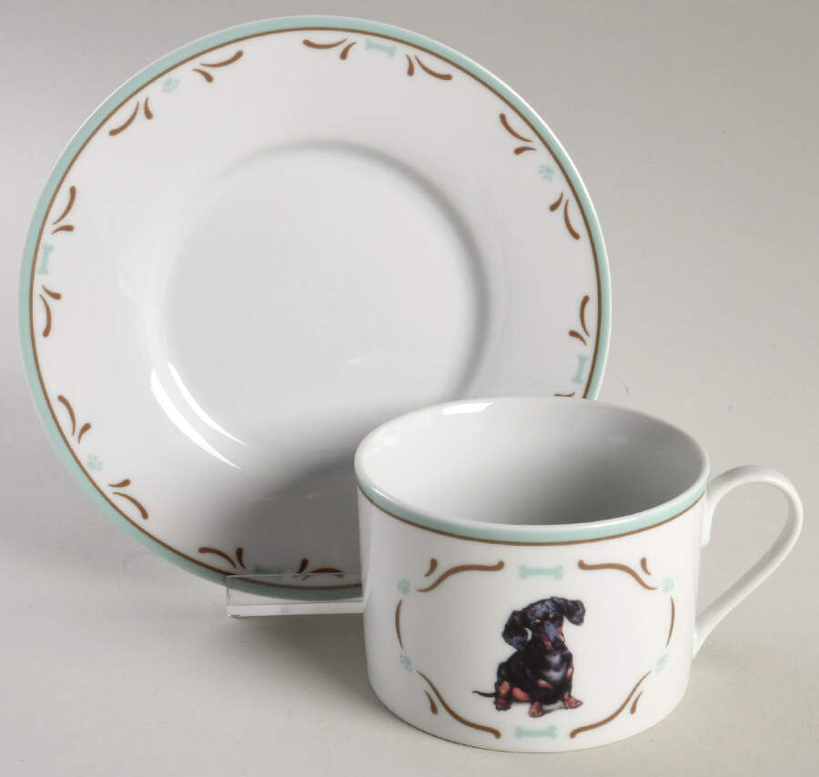 Dachshund Flat Cup & Saucer Set by Danbury Mint-1