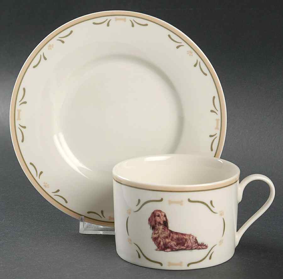 Dachshund Flat Cup & Saucer Set by Danbury Mint-1
