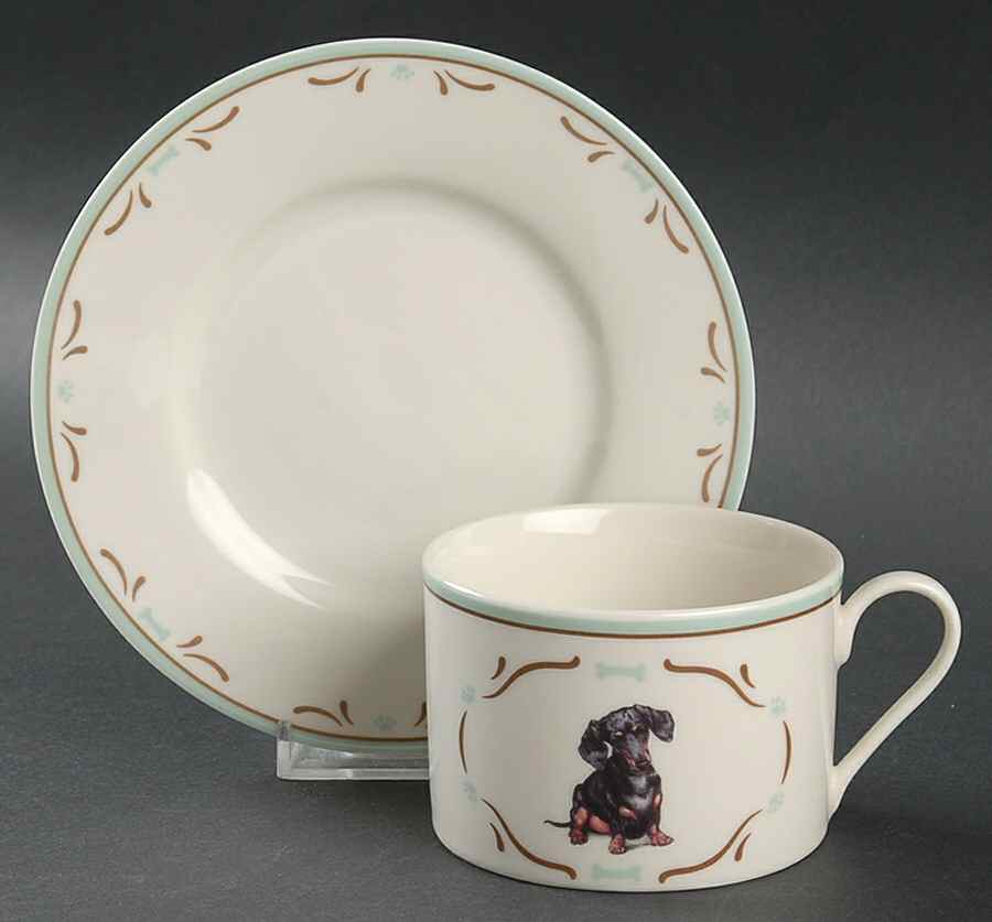 Dachshund Flat Cup & Saucer Set by Danbury Mint-1