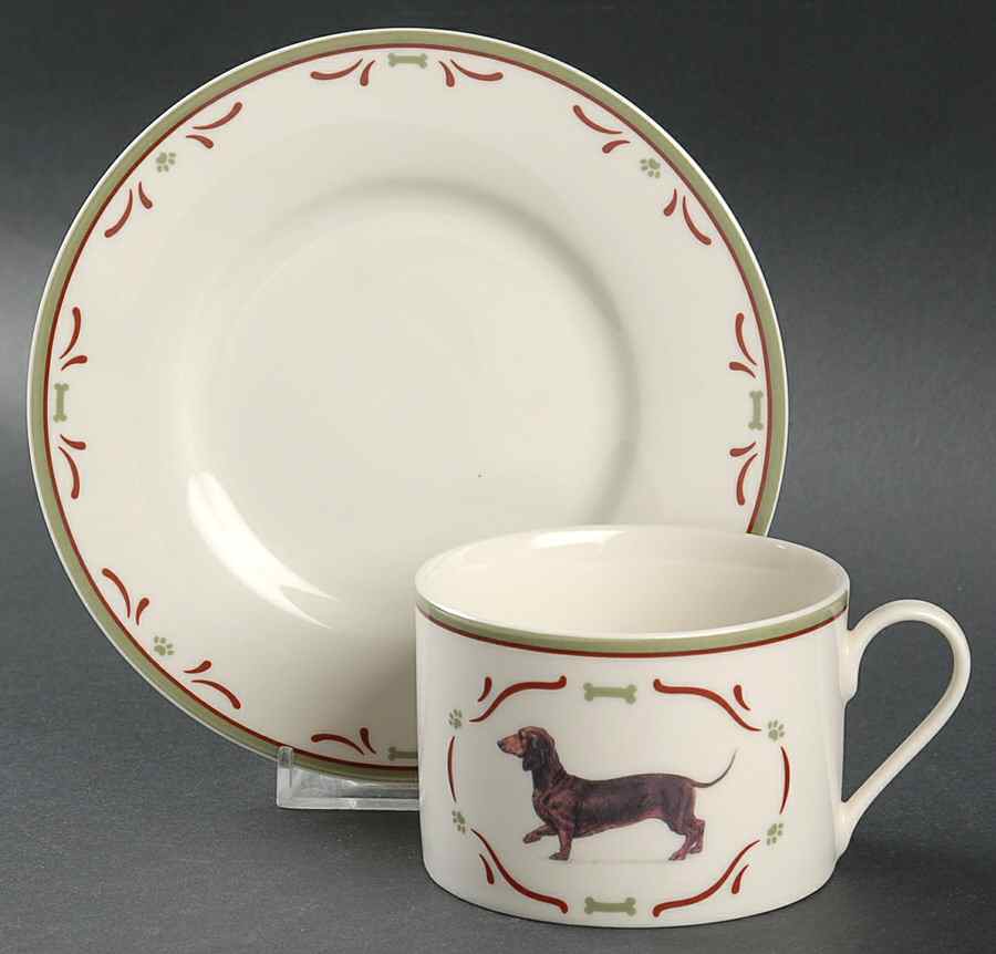 Dachshund Flat Cup & Saucer Set by Danbury Mint-1