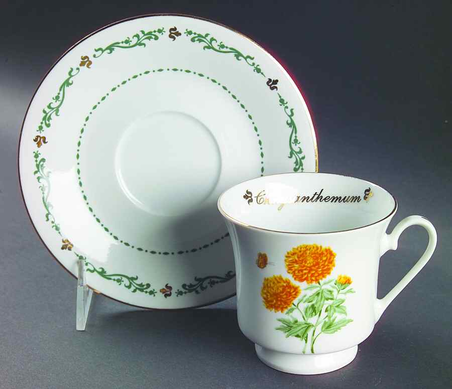 Flowers of the Month Footed Cup & Saucer Set by Domestications-1
