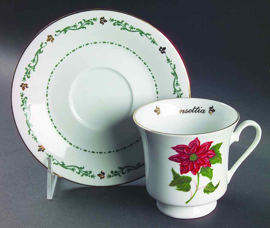 Flowers of the Month Footed Cup & Saucer Set by Domestications-1