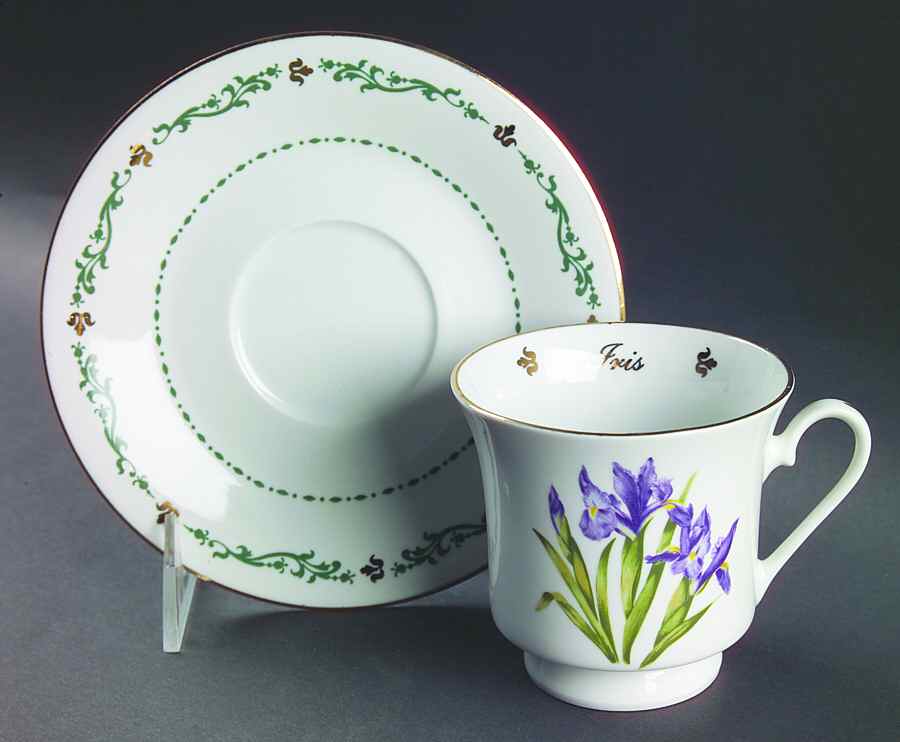 Flowers of the Month Footed Cup & Saucer Set by Domestications-1