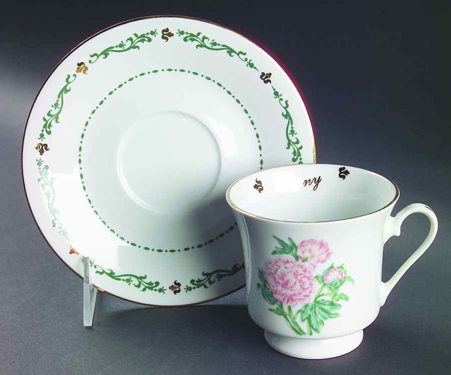 Flowers of the Month Footed Cup & Saucer Set by Domestications-1