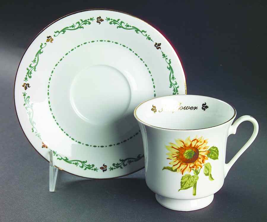 Flowers of the Month Footed Cup & Saucer Set by Domestications-1