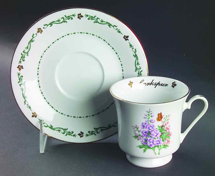 Flowers of the Month Footed Cup & Saucer Set by Domestications-1