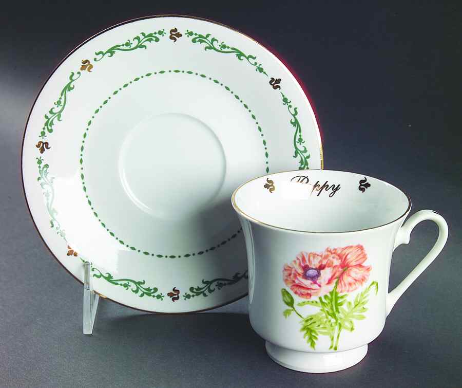 Flowers of the Month Footed Cup & Saucer Set by Domestications-1