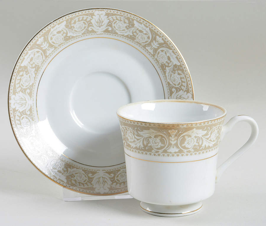Damask Footed Cup & Saucer Set by Delux Japan-1