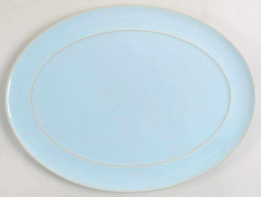 Blue Linen 14" Oval Serving Platter by Denby-Langley-1
