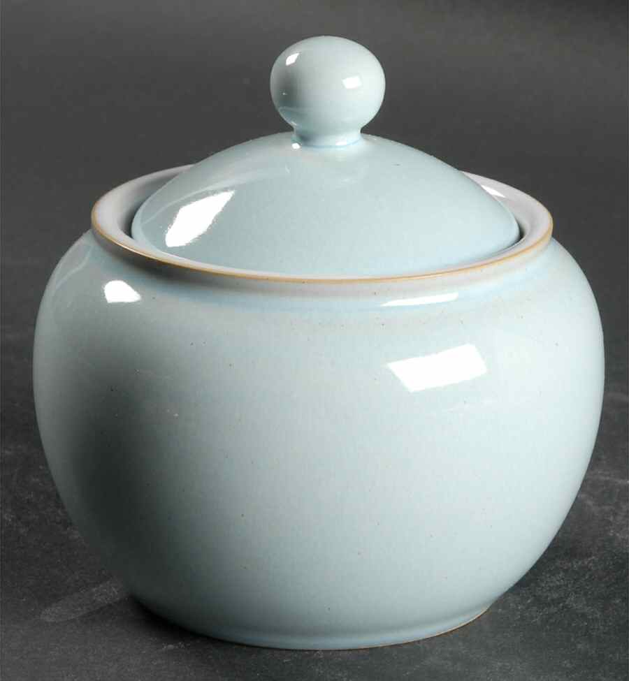 Blue Linen Sugar Bowl & Lid by Denby-Langley-1