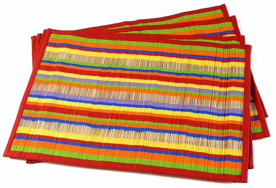 Caribe Antigua Stripe Bamboo & Cotton Rectangular Placemat - Set of 4 by Dansk-1