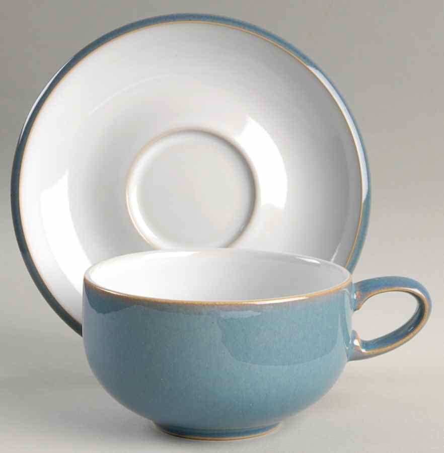 Azure Flat Cup & Saucer Set by Denby-Langley-1