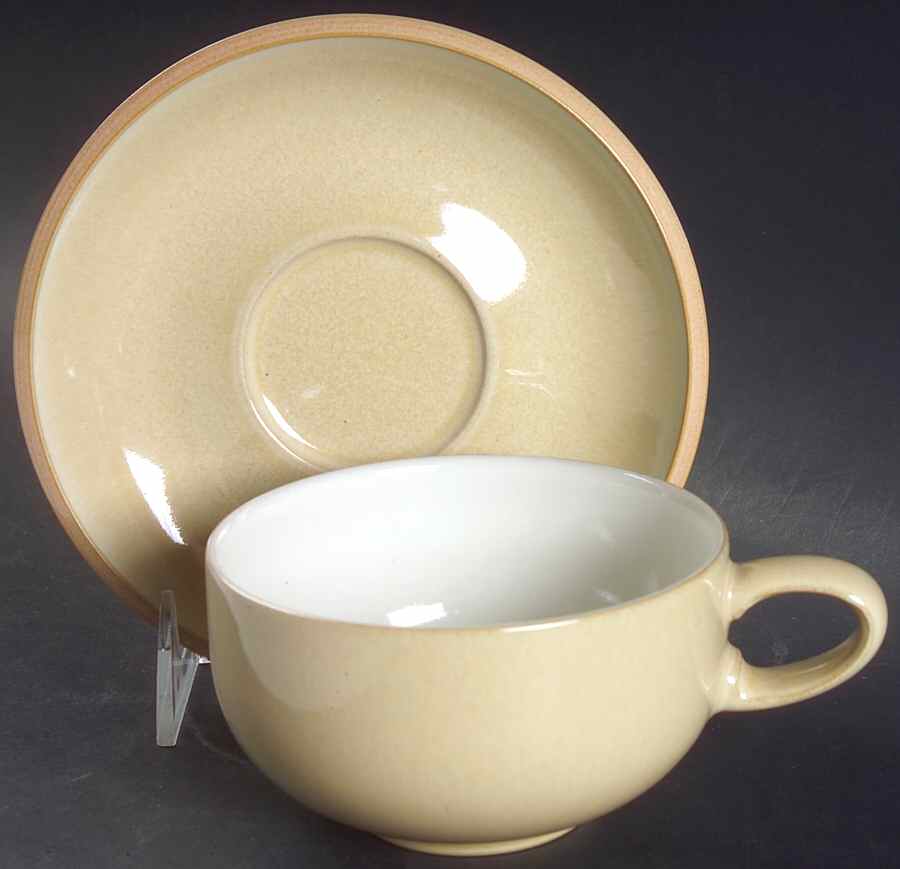 Caramel Flat Cup & Saucer Set by Denby-Langley-1