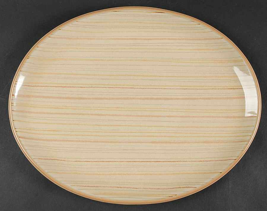 Caramel Stripes 14" Oval Serving Platter by Denby-Langley-1