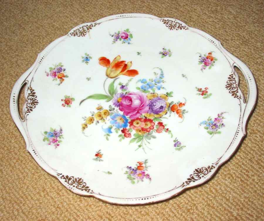 DRE65 Handled Cake Plate by Dresden (German)-1