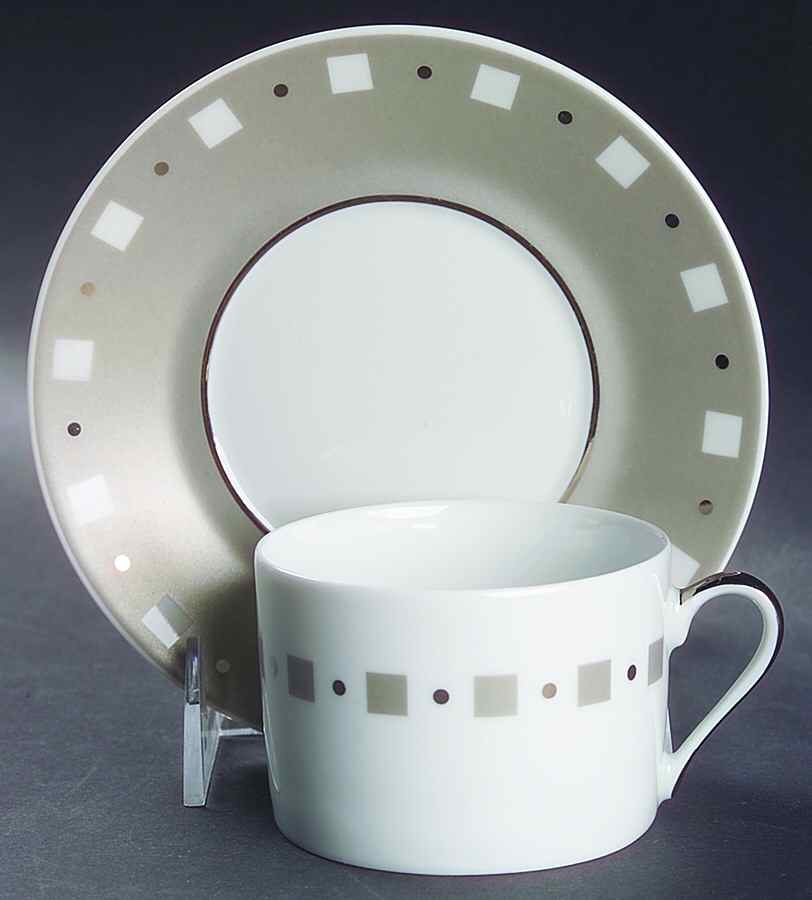 Baltik Gray Flat Cup & Saucer Set by Philippe Deshoulieres-1