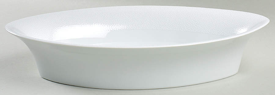 Seychelles White 12" Oval Vegetable Bowl by Philippe Deshoulieres-1