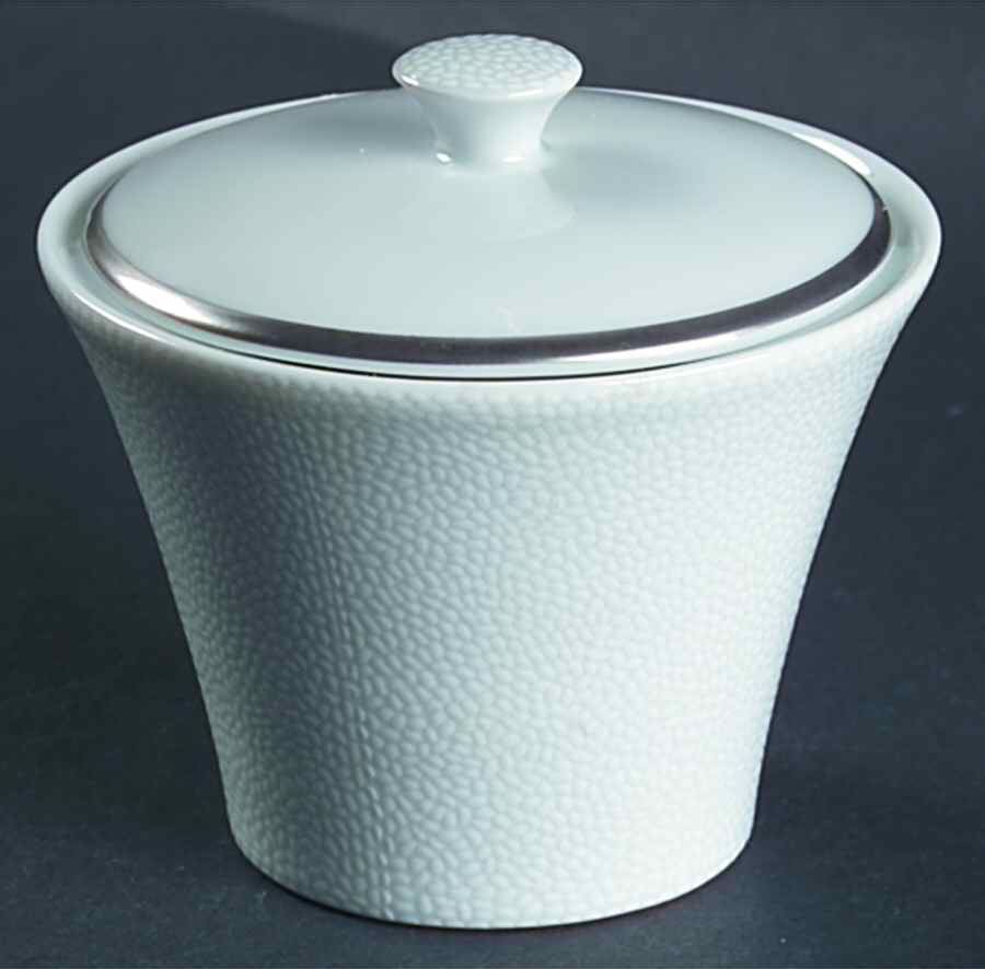 Seychelles Mat Platinum Filet Sugar Bowl & Lid by Philippe Deshoulieres-1