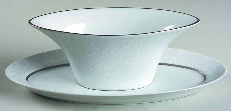 Seychelles Mat Platinum Filet Gravy Boat & Underplate/Relish by Philippe Deshoulieres-1