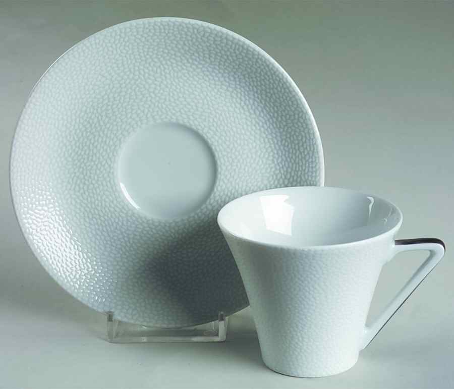Seychelles Mat Platinum Filet Flat Demitasse Cup & Saucer Set by Philippe Deshoulieres-1