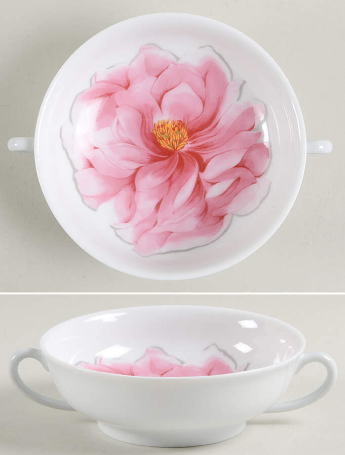 Les Pivoines Flat Cream Soup Bowl by Philippe Deshoulieres-1