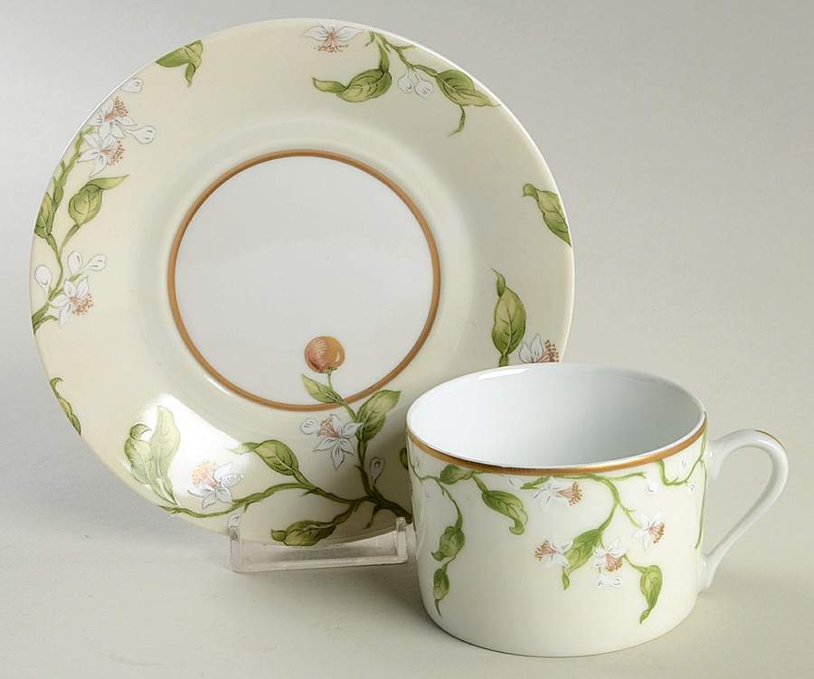 Orangeraie Flat Cup & Saucer Set by Philippe Deshoulieres-1