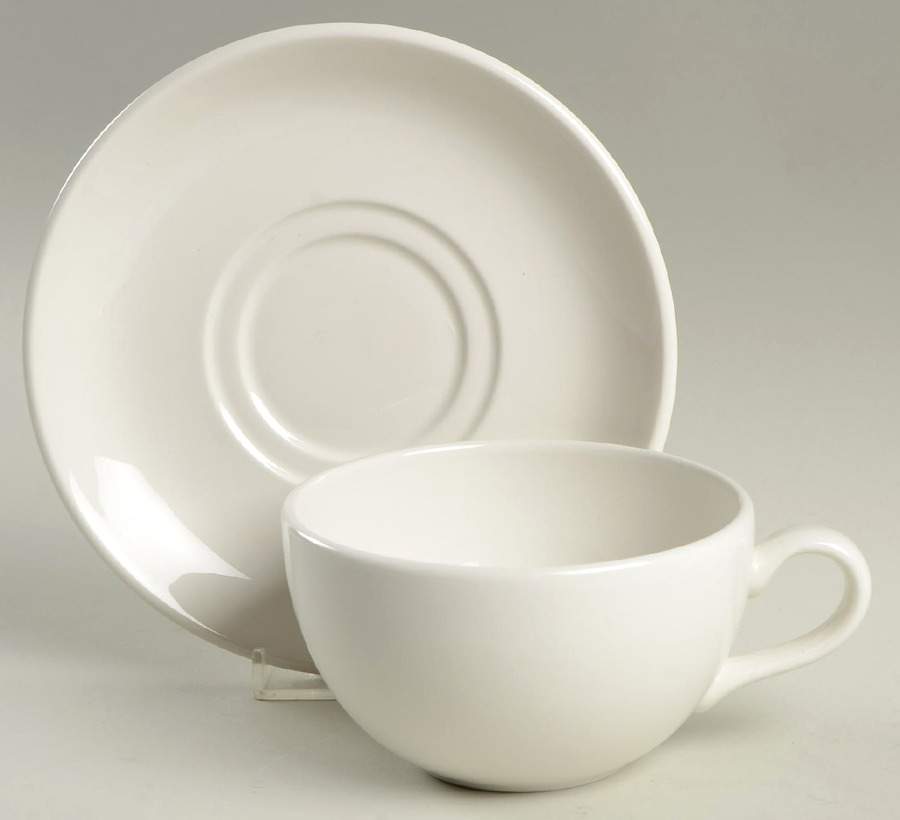 Classic White Flat Cup & Saucer Set by Dudson-1