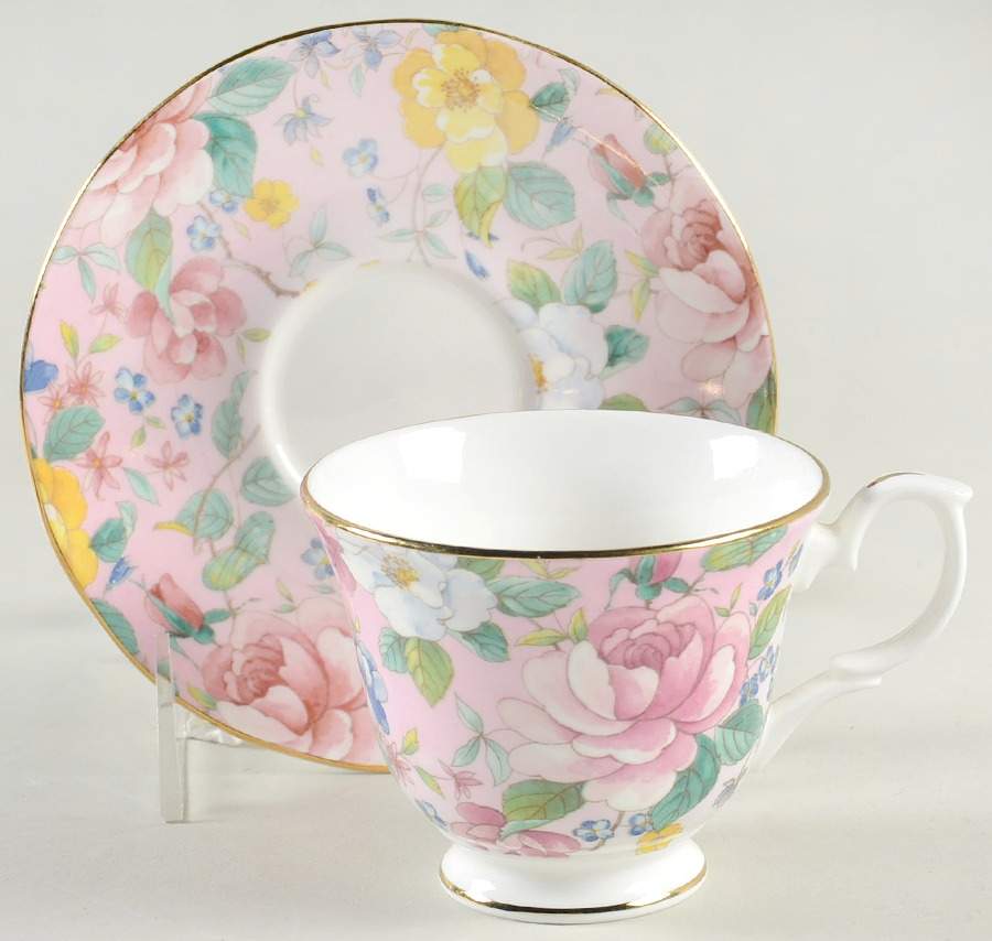 Chelsea Garden Primrose Pink Footed Cup & Saucer Set by Duchess-1