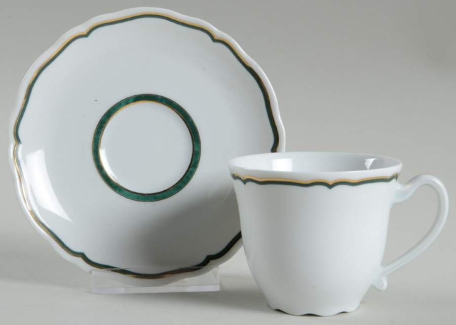 Dome Green Flat Demitasse Cup & Saucer Set by Philippe Deshoulieres-1