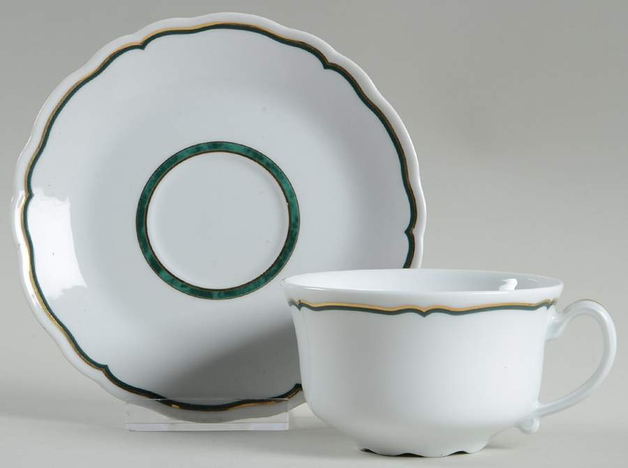 Dome Green Flat Cup & Saucer Set by Philippe Deshoulieres-1