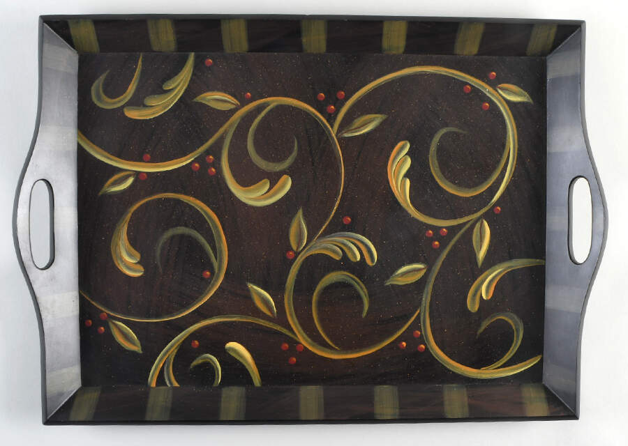 Chocolate Berries 20" Rectangular Wood Tray by Demdaco-1