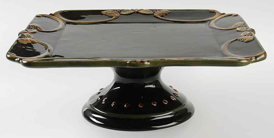 Chocolate Berries 11" Diameter Square Pedestal Cake Stand by Demdaco-1