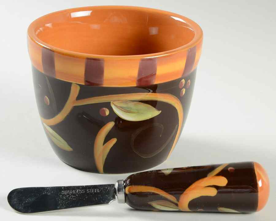 Chocolate Berries Dip Bowl & Spreader Set by Demdaco-1