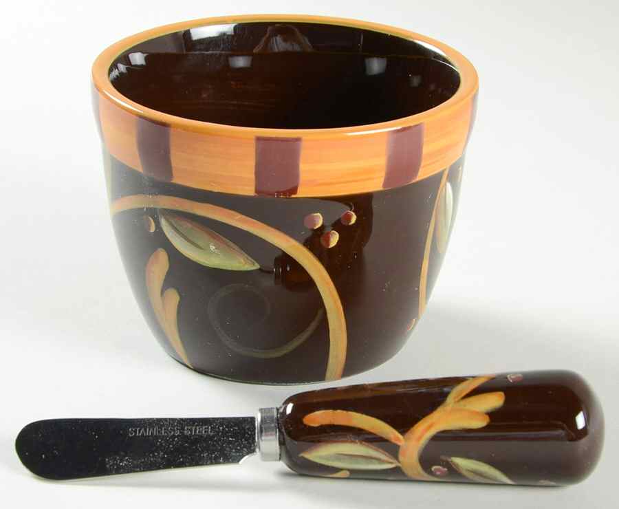 Chocolate Berries Dip Bowl & Spreader Set by Demdaco-1