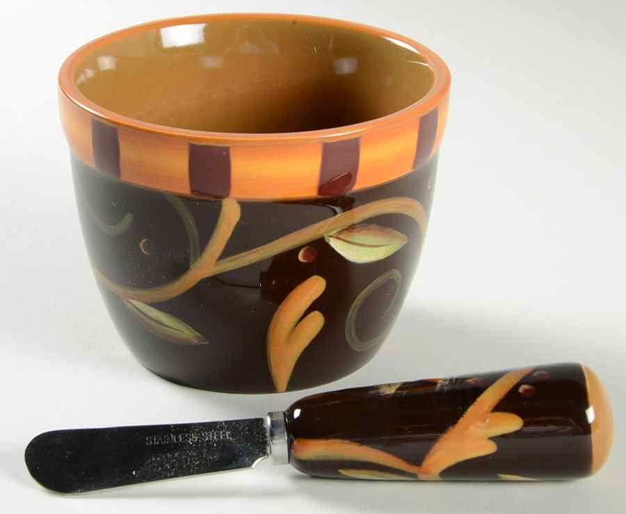 Chocolate Berries Dip Bowl & Spreader Set by Demdaco-1