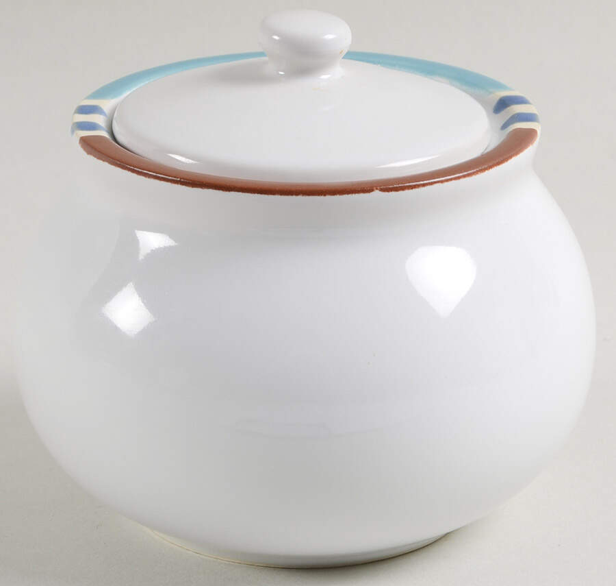 Mesa White Sand (Made in Japan) Sugar Bowl & Lid by Dansk-1