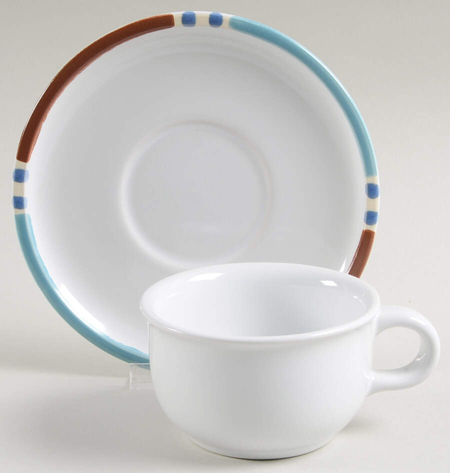 Mesa White Sand (Made in Japan) Flat Cup & Saucer Set by Dansk-1