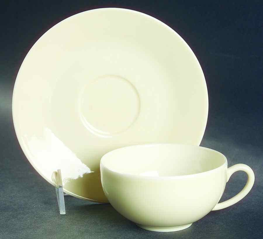 Color Spirit Vanille Flat Cup & Saucer Set by Philippe Deshoulieres-1
