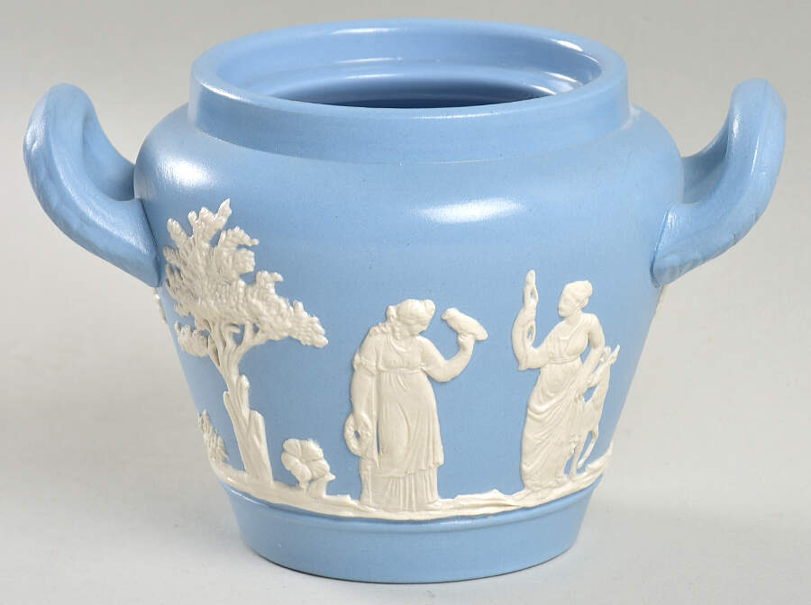 Jasper Ware Cream on Blue Sugar Bowl No Lid by Dudson-1