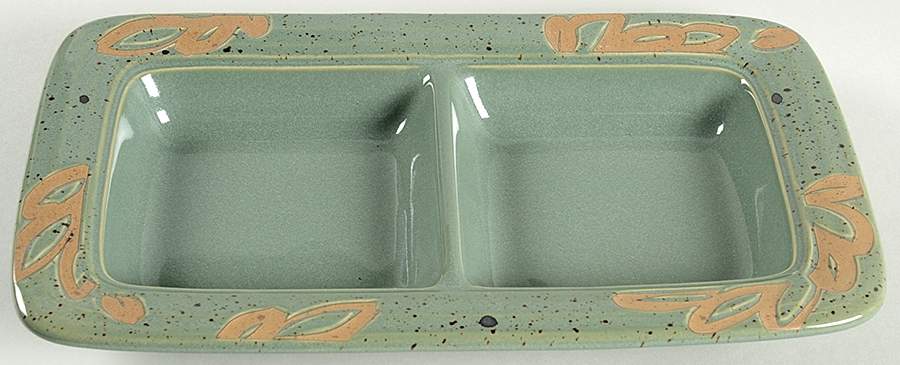Kalahari Green Rectangular Divided Vegetable Bowl by Dansk-1