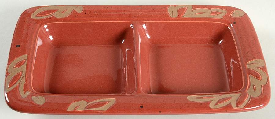 Kalahari Rust Rectangular Divided Vegetable Bowl by Dansk-1