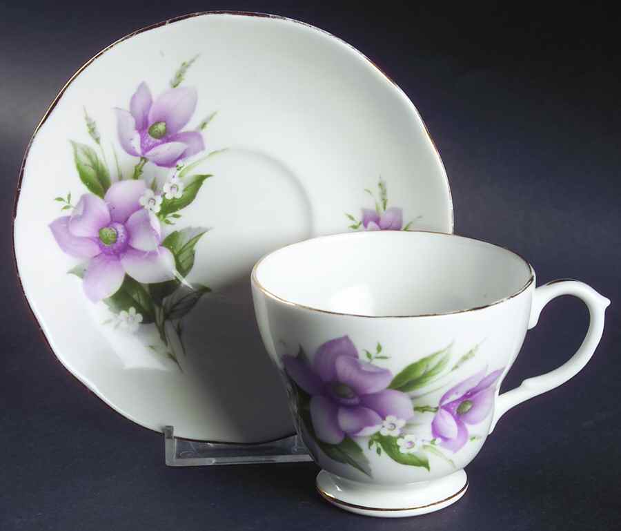 Wood Anemone Footed Cup & Saucer Set by Duchess-1