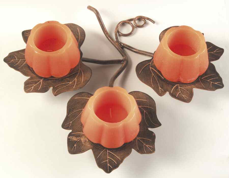 Orchard Collection (Giftware) Leaf Metal Candleholder W/3 Pumpkin Candles by Department 56-1