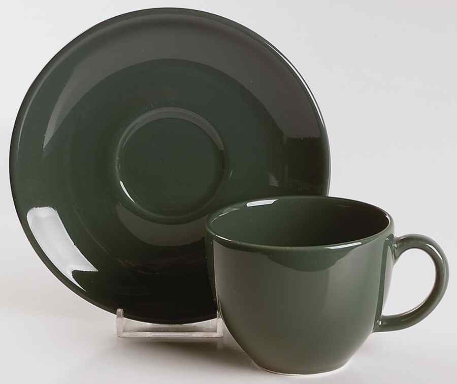 Dan39 (Dark Hunter Green) Flat Cup & Saucer Set by Dansk-1