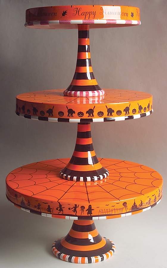 Glitterville Halloween 3 Tier Pedestal Stacking Cake Stand by Department 56-1