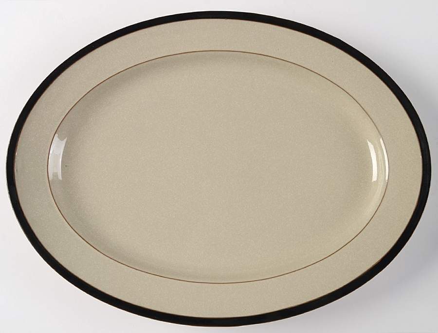 Leano Brown 15" Oval Serving Platter by Dansk-1