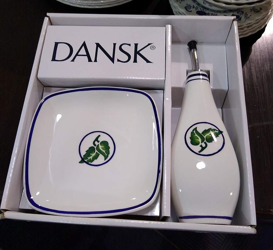 DAN130 Oil Drizzle Jar & Dip Saucer Set by Dansk-1