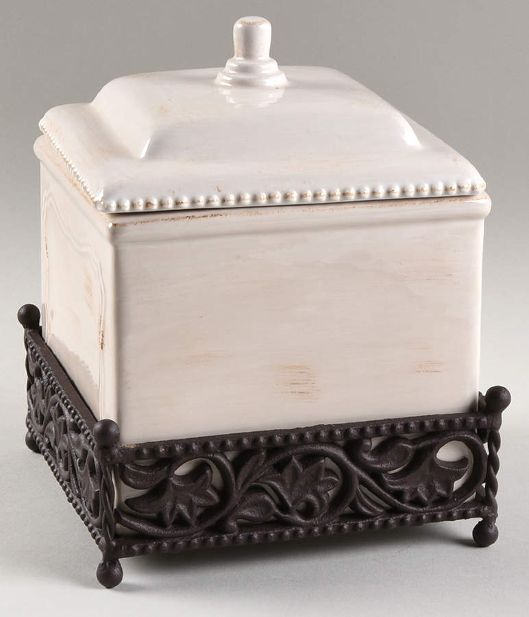 St. Remy Bleached Sand Small Canister with Metal Base by Daniel Cremieux-1