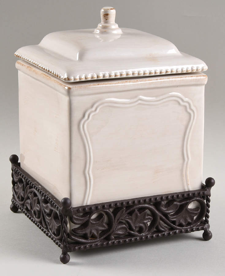 St. Remy Bleached Sand Medium Canister with Metal Base by Daniel Cremieux-1