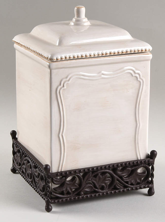 St. Remy Bleached Sand Large Canister W/Metal Base by Daniel Cremieux-1